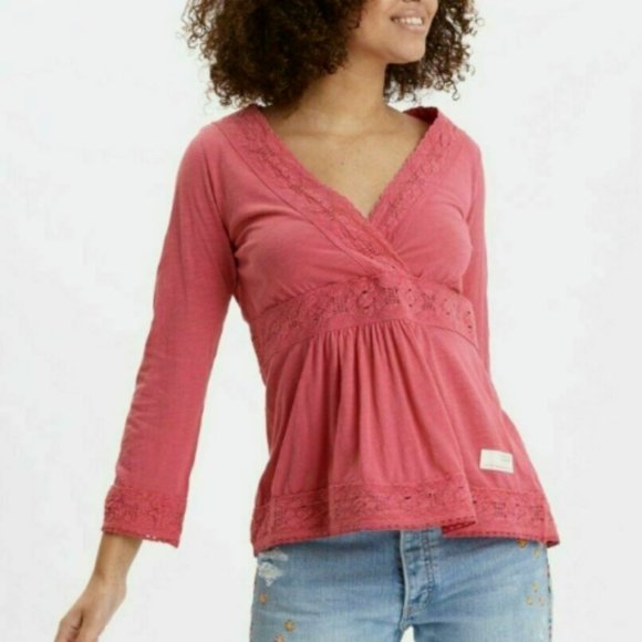 Odd Molly Tops - Odd Molly Anthropologie Step Over Blouse Top Floral Lace Pink